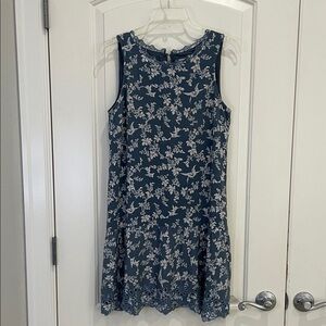 LOFT Blue and White Floral Shift Dress